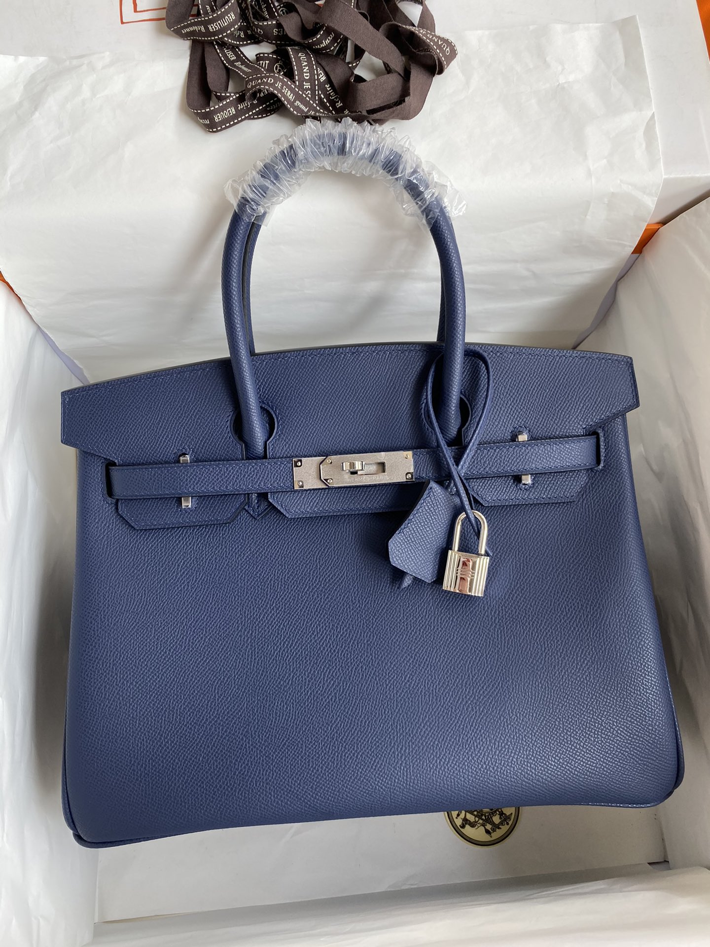 Hermes Birkin 30CM Epsom Leather Handbag Deep Blue